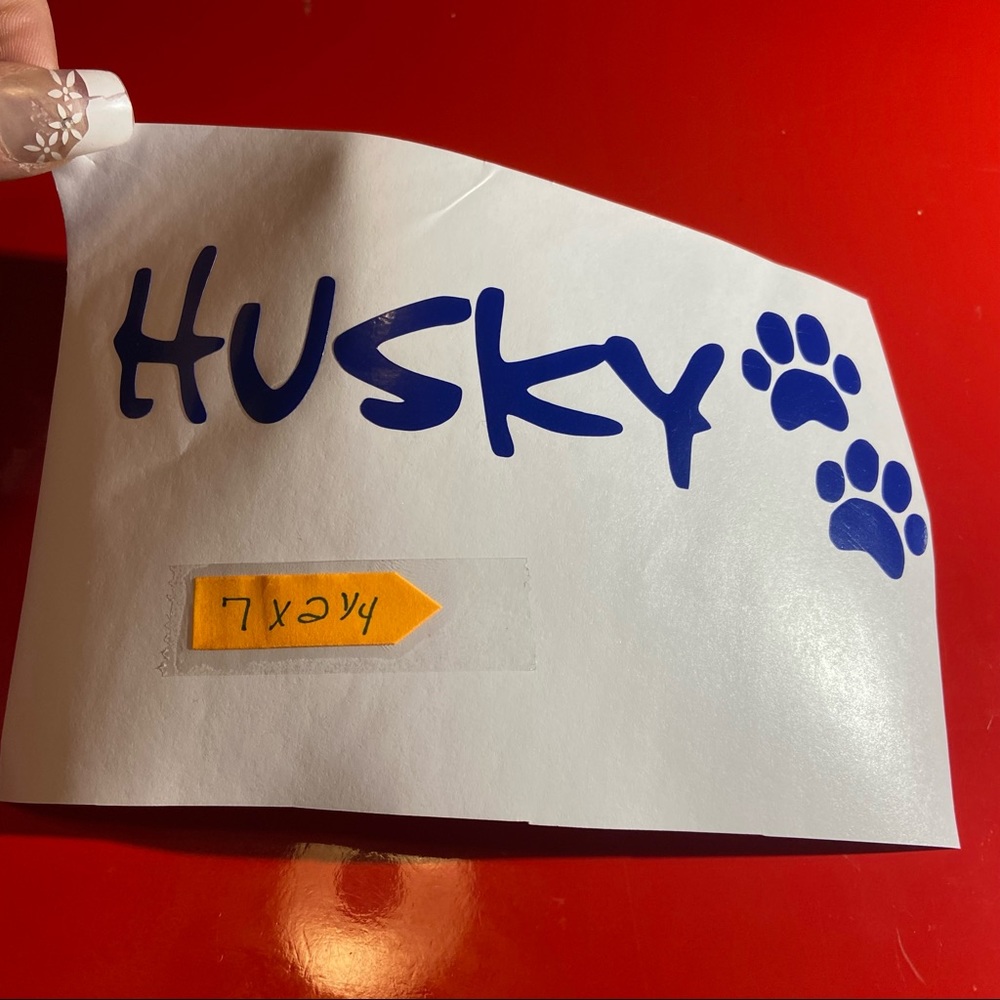 decals "HUSKY 🐾 "  size small color blue